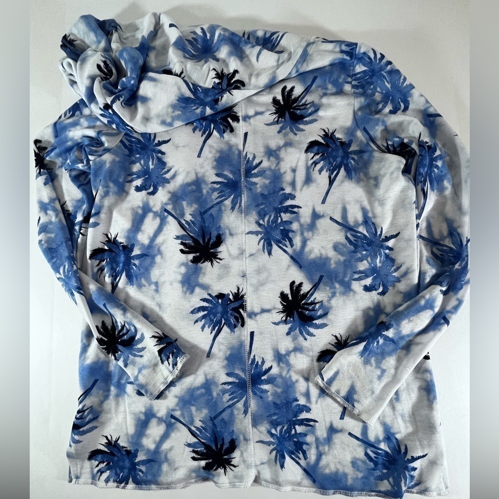 French Laundry SWEATSHIRT PROJECT Palm Trees Blue Tie Dye Pullover Hoodie Sz S - Picture 12 of 12